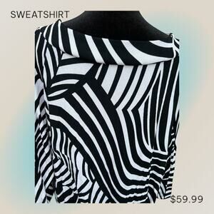 Travelers by Chicos 2  (12-14) M  Black and white long sleeve top with V-neck